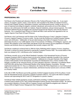 CV for Neil Broom Expert Witness in Computer Forensics Investigations in Ohio
